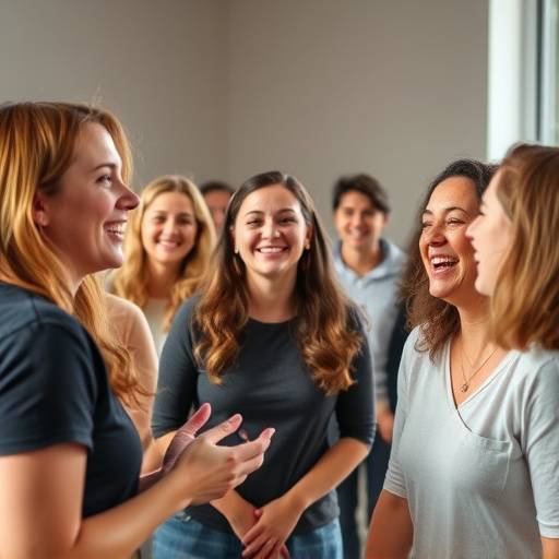 Students participating in an improvisation class